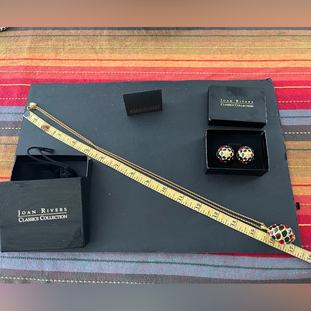 Vintage Joan Rivers Multi Color Spinning Ball Necklace and Matching Earrings Set